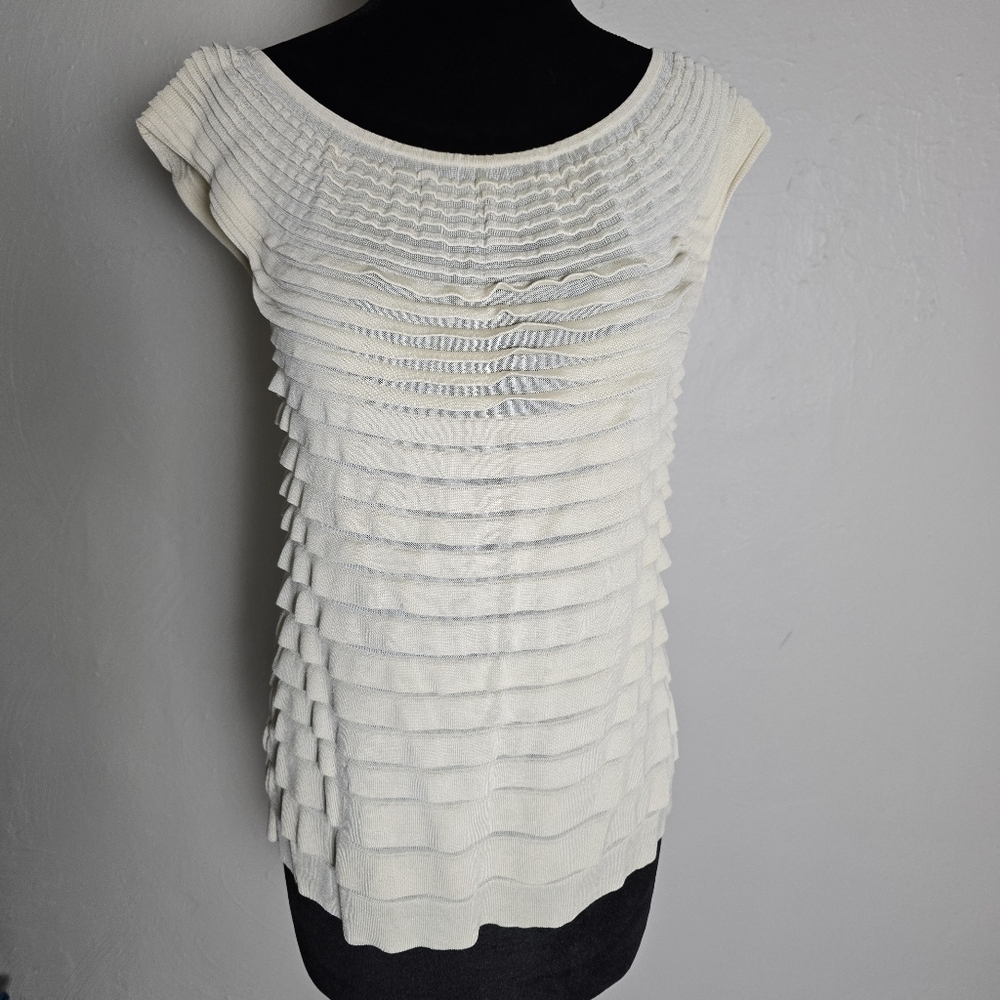 Talbots Collection Ivory Ruffle Tiered Tank Top 100% Silk